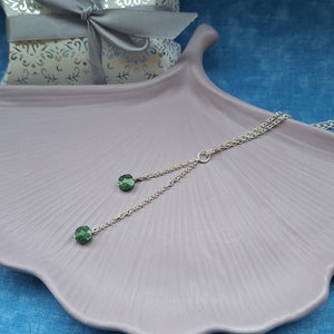 Silver necklace and aventurine stones, women's jewelry image 4