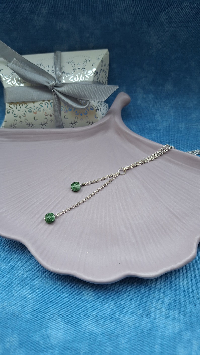 Silver necklace and aventurine stones, women's jewelry image 4