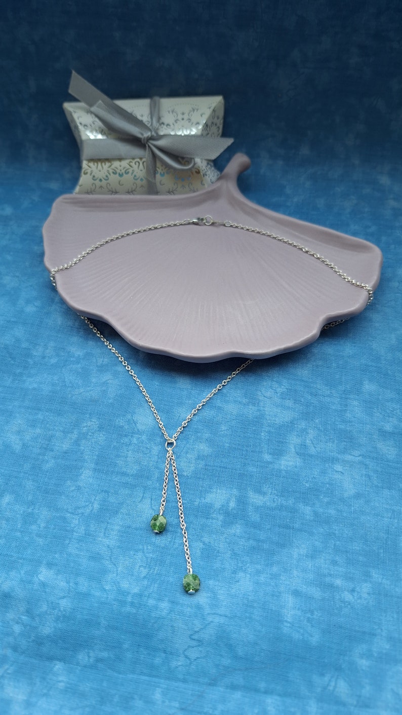 Silver necklace and aventurine stones, women's jewelry image 8