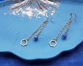 Longues boucles d'oreilles double pendants chaîne et perles, bijou femme