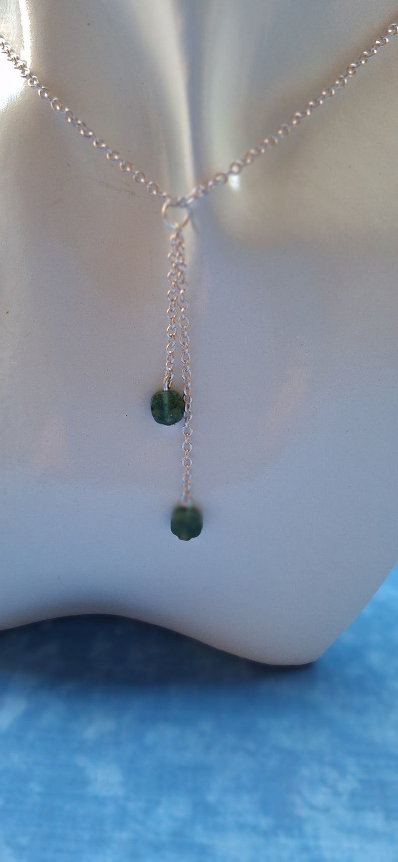 Silver necklace and aventurine stones, women's jewelry image 2