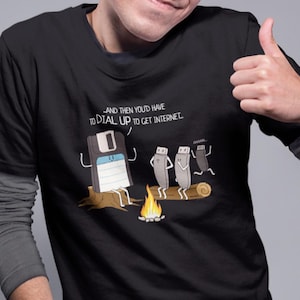 Vintage Retro Tech Dial-Up Internet Funny T-Shirt for Tech Support and IT Professionals