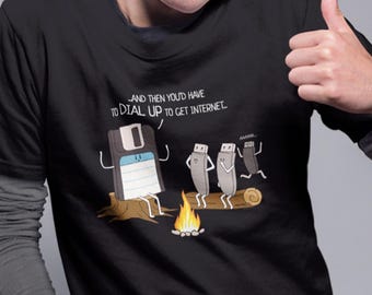 Vintages Retro Tech Einwahl-Lustiges T-Shirt für Tech-Support und IT-Profis