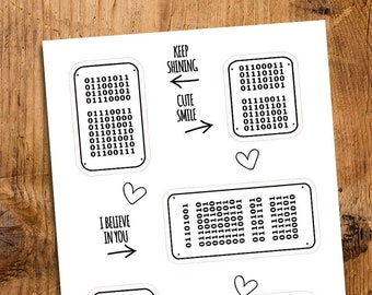 Binary Code Stickers: I Love You, Nerd Valentine's Day Gift