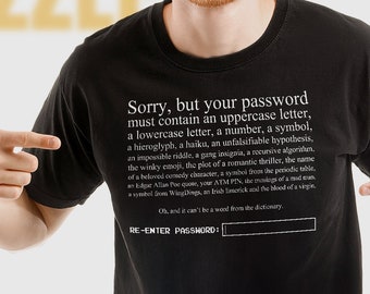 Camiseta unisex con divertida contraseña de ciberseguridad