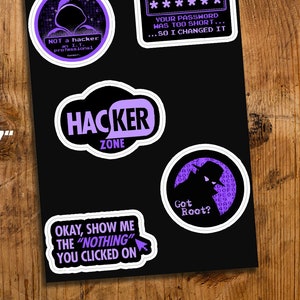 Cool Cybersecurity Hacker Laptop Sticker Pack - Choose Color
