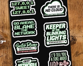 Network Engineer Admin Funny Laptop Sticker Pack Gift for IT Tech Support