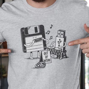 Retro Tech Floppy Disk Out of Work T-Shirt - Funny IT Gift