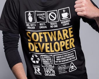 Software Developer Engineer "Not A Hacker" Funny Programmer T-Shirt