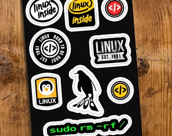 Paquete de pegatinas de Linux: Calcomanías de sistema operativo de código abierto (9 unidades)