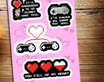 Joli cadeau d'autocollants pour gamer vidéo pour la Saint-Valentin