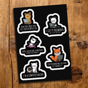 Cute Cybersecurity Hacker Laptop Sticker Pack