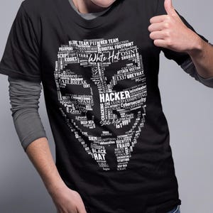 Hacker cybersecurity Word Cloud T-shirt voor IT-professionals