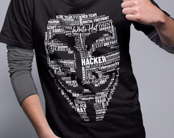 Hacker Cybersecurity Word Cloud T-Shirt for IT Professionals