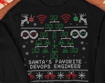 Santa's Favorite Devops Engineer Funny Ugly Christmas Sweater Jumper