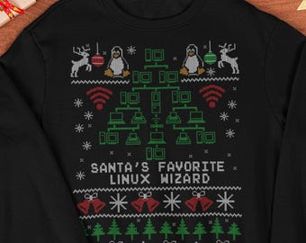 Santa's Lieblings-Linux-Zauberer-Weihnachts-Sweatshirt - Hässlicher Festlicher Pullover
