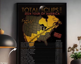 Custom Total Eclipse 2024 Poster - Tour of America - Add Your Location