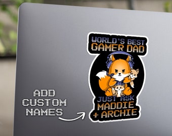 World's Best Gamer Dad Custom Father's Day Sticker Gift for Video Gaming Dads