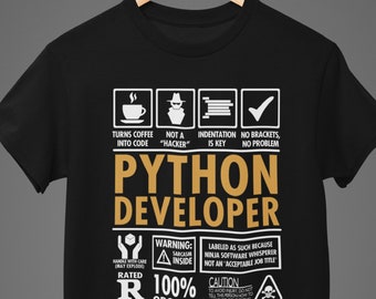 Python Developer Programmer T-shirt grappig codeerprogramma