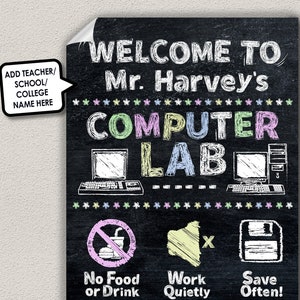 Computer Lab School Poster - Classroom Poster - Digital Download - Computer Lab Rules - Custom Add Name - Personalized