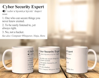 Taza de café con diccionario de ciberseguridad Infosec Cyber Expect - 11 oz o 15 oz