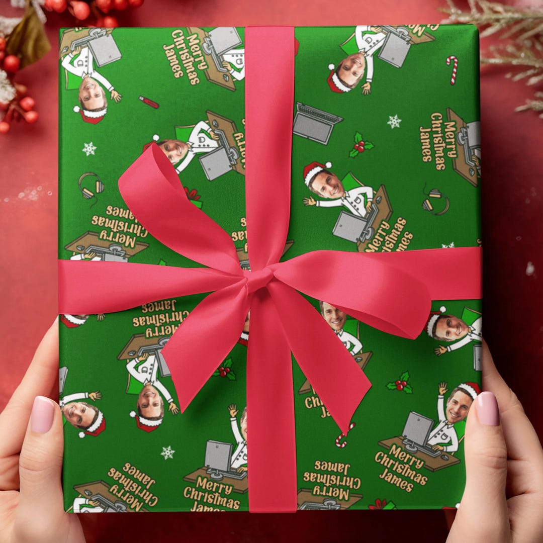 Custom Tech Computer Person Christmas Gift Wrapping Paper - Add Photo ...