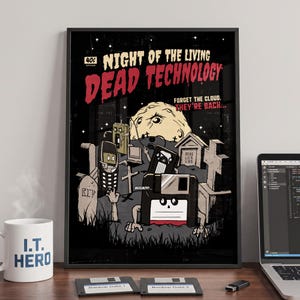 Poster Retro Tech - Gadget nostalgici anni '90 - Regalo per IT Guy, professionisti IT e supporto tecnico