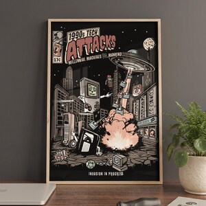 Retro Tech Poster - 90s Nostalgia - 1990s Tech Attacks Print