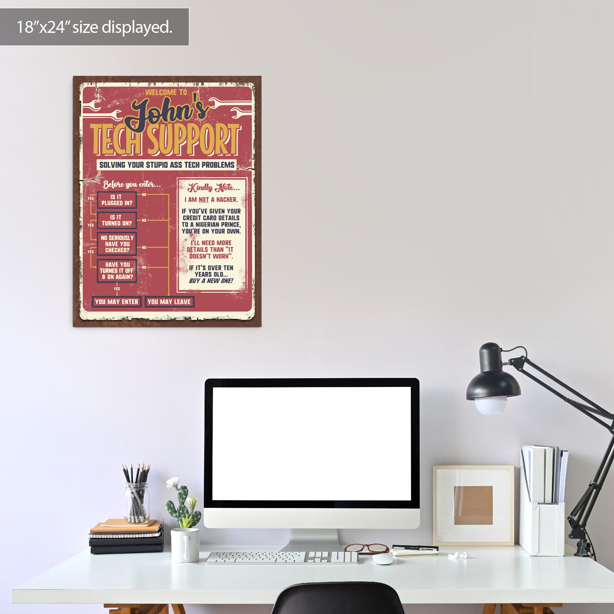 Custom Tech Support Techy Funny Poster Wall Art Gift - Etsy