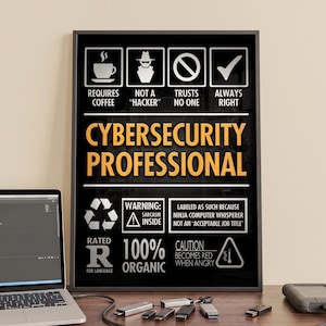 Affiche « Pas un hacker » certifiée CISSP en cybersécurité : cadeau idéal pour les professionnels de l’informatique
