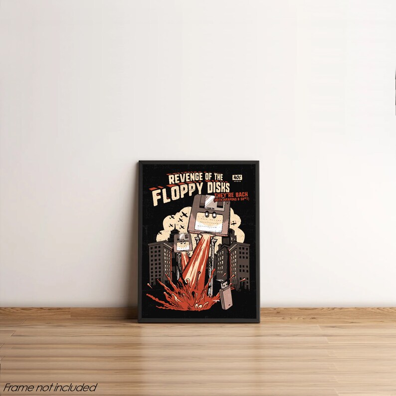 Retro Technology Revenge of the Floppy Disks Computer Poster Wall Art image 5