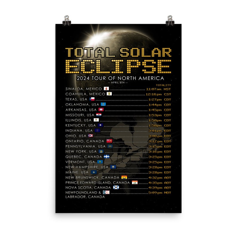 Total Solar Eclipse 2024 Poster Print - April 8th Eclipse Tour of North America