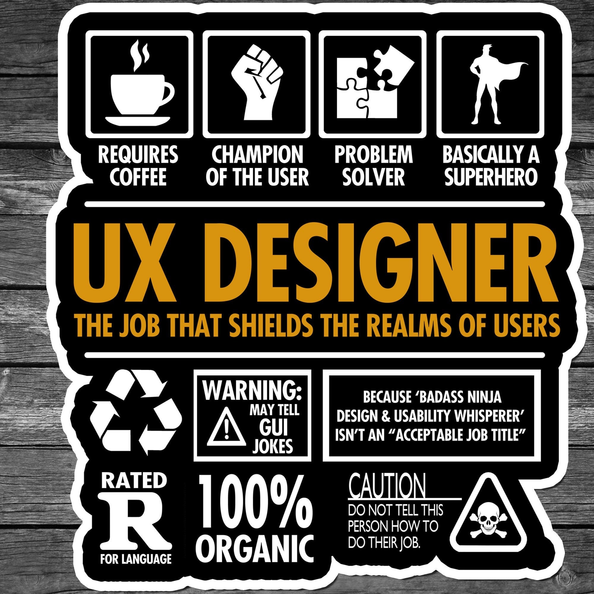 Ux Sticker Path UX Designer Shielding the Realms of Users Funny Vinyl Sticker 5.5