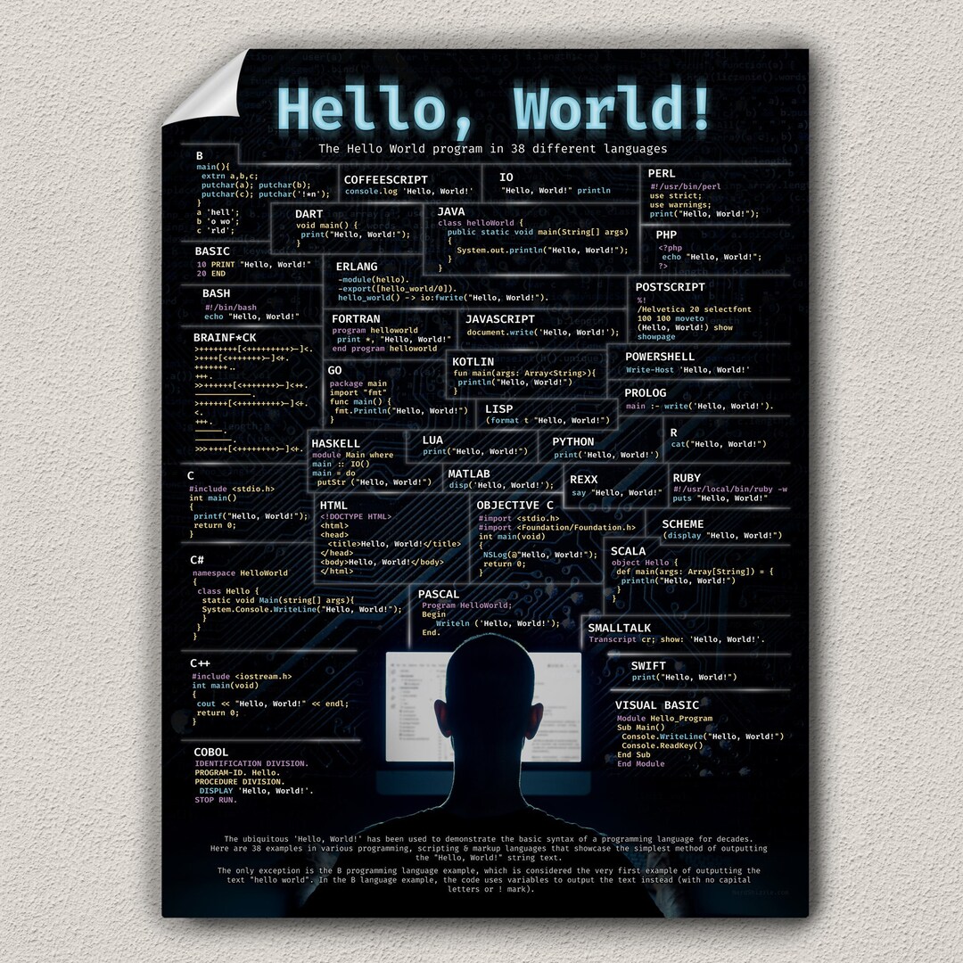 Hello World Programmer and Software Developer Poster Wall Art - Etsy