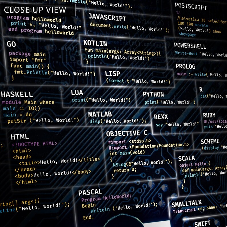 Hello World Programming and Programmer Poster Wall Art - Digital ...