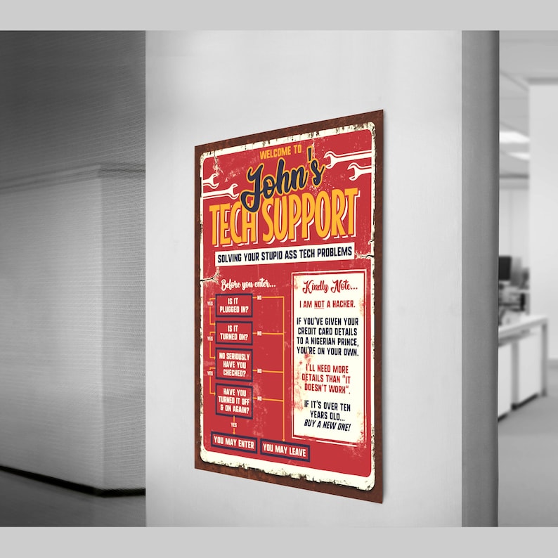 Custom Tech Support Techy Funny Poster Wall Art Gift - Etsy