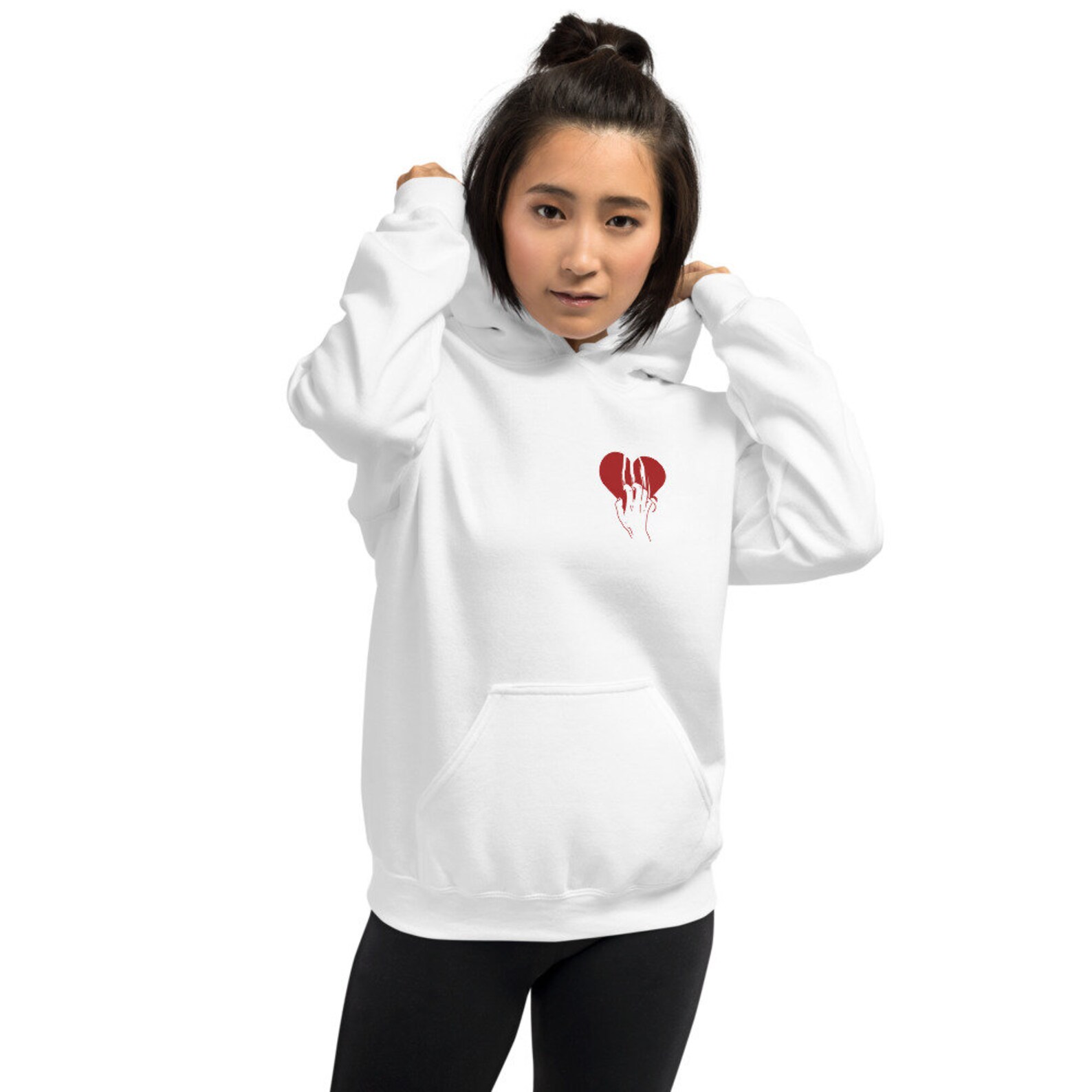 red broken heart hoodie
