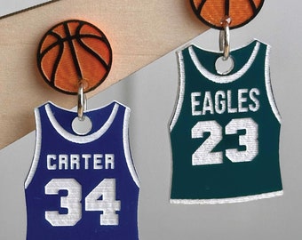 Personalized Basketball Mom Earrings: Custom Team Jersey Earrings