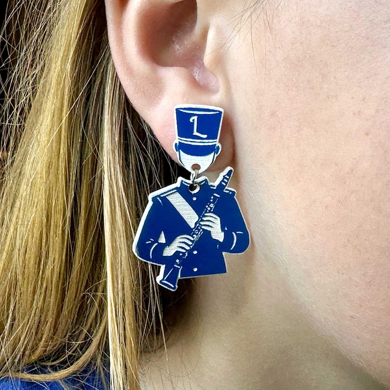 🎁 Personalized Band Mom Earrings, Marching Band Earrings, Custom School Colors Band Mom Gift, Laser Cut Jewelry, Personalized Band Parent Accessory Spirit Wear