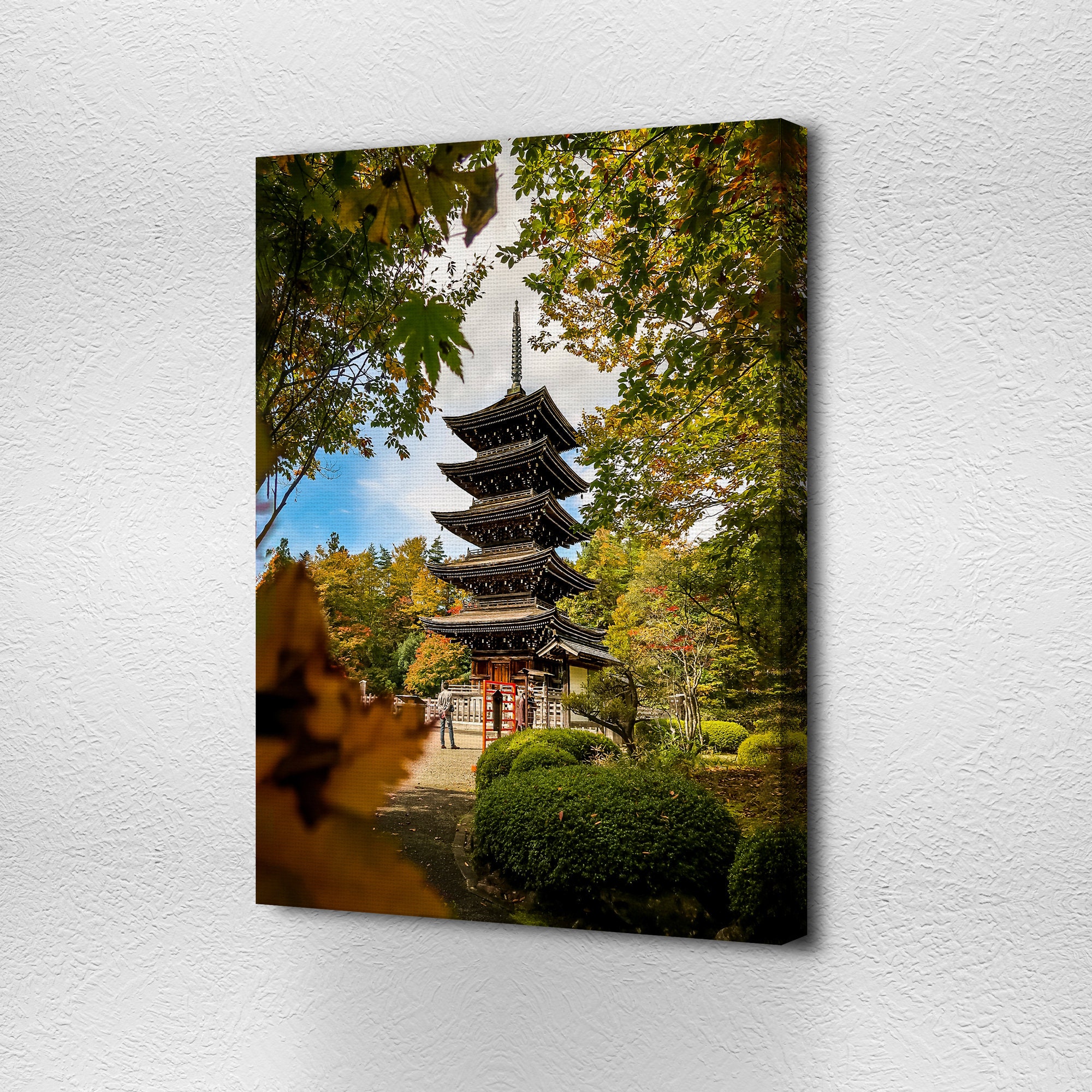 Japanese Pagoda Landscape Wall Art Canvas Print Landscape Etsy