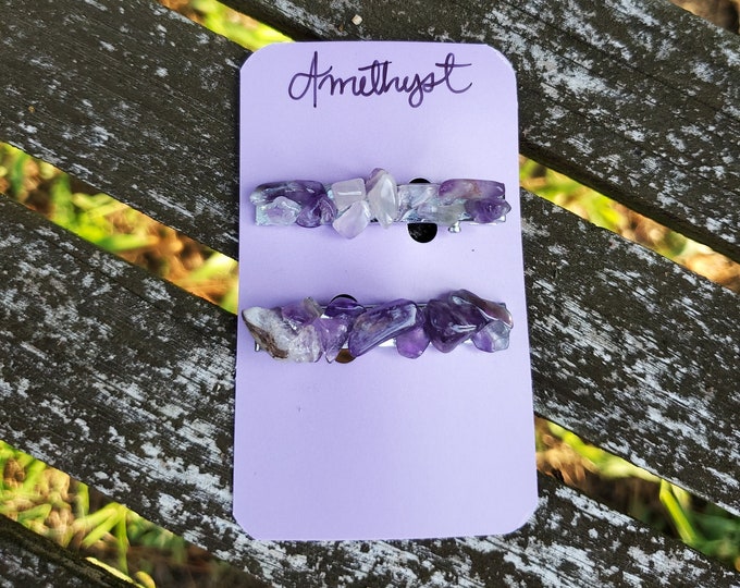Amethyst hair clips | purple hair accessories | amethyst crystal | hair pins | healing crystals | gift for women |