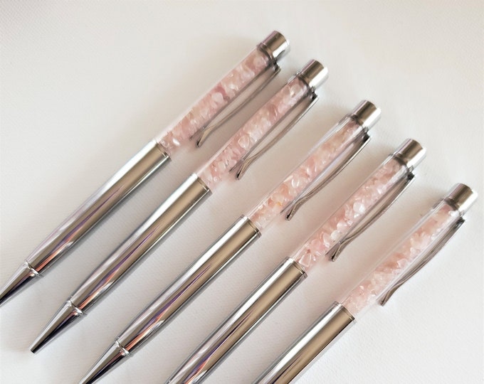 Rose Quartz Crystal | Pen |  Stationery |  custom pen | Gift | Journaling | crystals | Healing  Crystals | Gifts for her | Gifts for him |