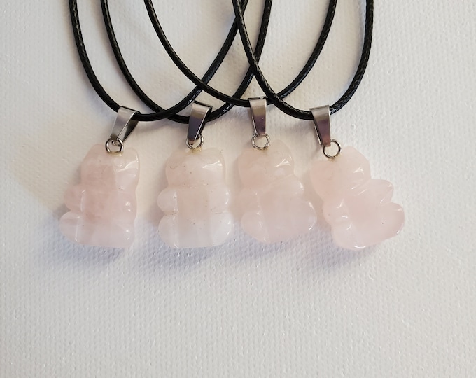 Teddy bear pendant | Rose quartz necklace | bear necklace | Mothers day gift | best friend gift | healing crystals | talisman | amulet