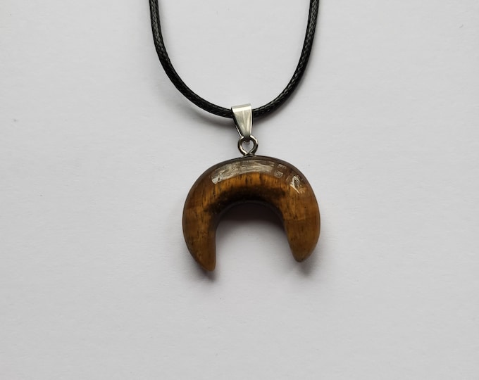 Tigers eye  crystal | crescent moon necklace | half moon necklace | mothers day gift | best friend gift | amulet | talisman | healing energy