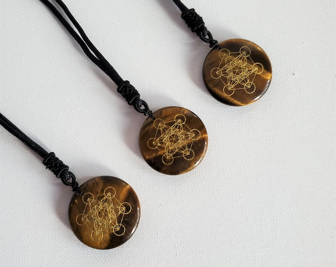 Tigers Eye Necklace  | Metatrons Cube | Flower of Life | healing stones | Jewelry | gift | crystal jewelry | tigers eye | gemstone | crystal