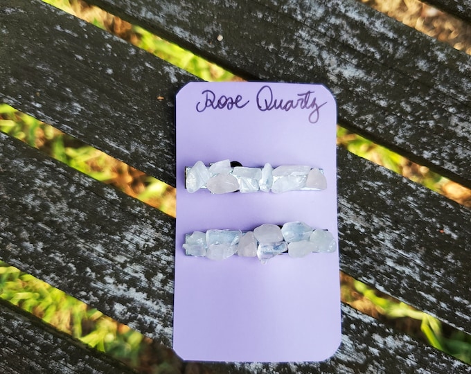 Rose quartz crystals | pink hair clips | best friends gift | gemstone accessories |  mothers day gift | hair pin