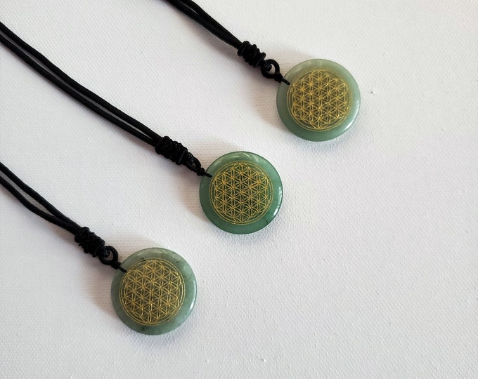 Aventurine Pendant  | Aventurine | flower of life | metatrons cube | pendant | gift | jewelry | crystals | healing stones | healing crystal
