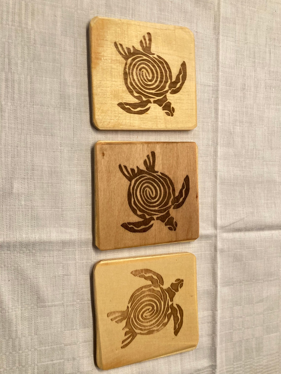 Coasters Set 3piece turtle 5 coasters lasered wooden Etsy