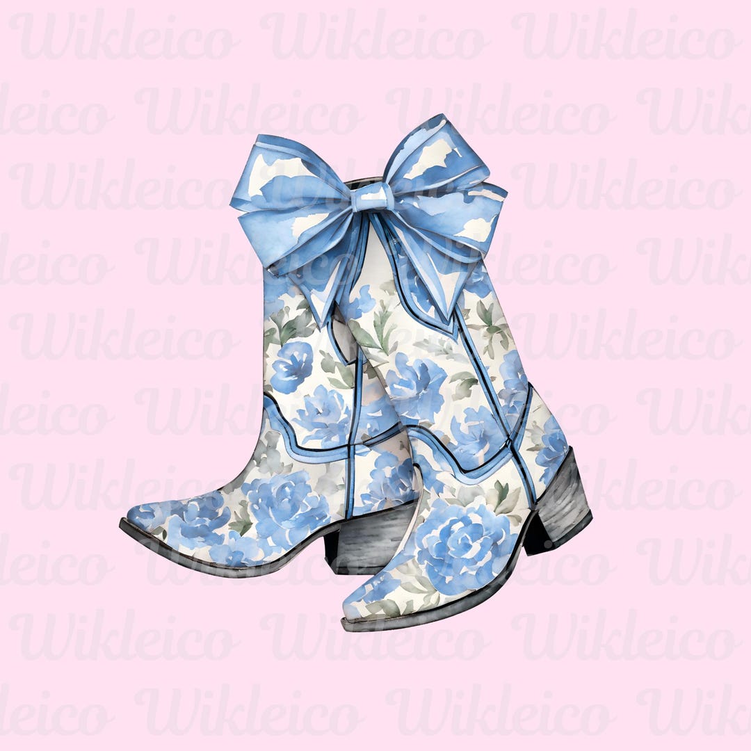 Coastal Cowgirl PNG Blue Green Rose Bouquet Floral Watercolor Cowboy ...