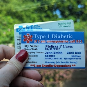 Gepersonaliseerde medische waarschuwingskaart voor diabetes (portemonnee) GRATIS VERZENDING